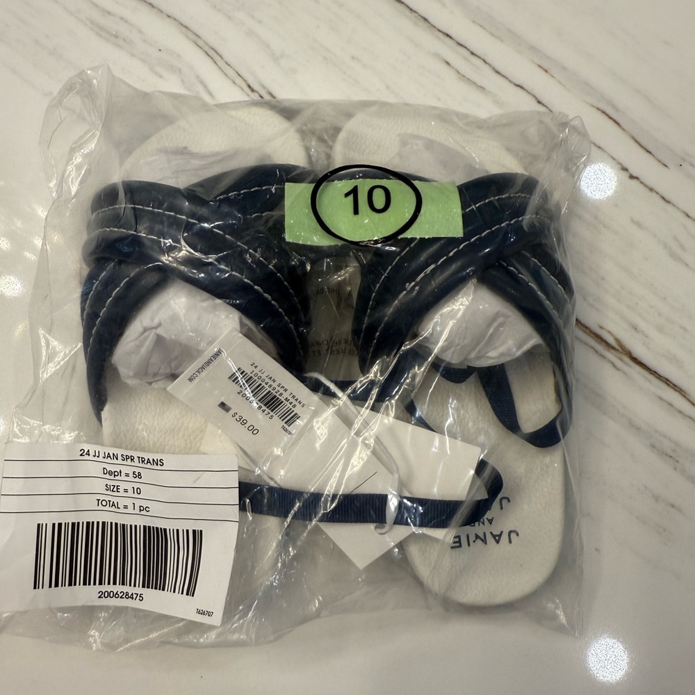 Janie and Jack Navy and White Kids Sandals